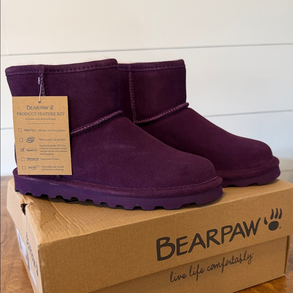 BearPaw Alyssa Plum Ankle Boots